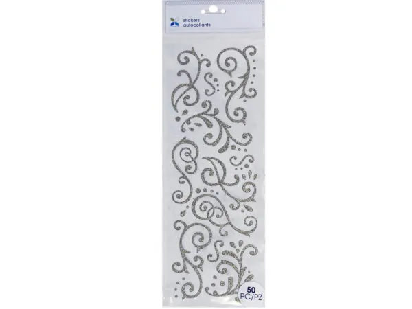 Bulk CS214 Momenta 15 Piece Silver Flourish Stickers