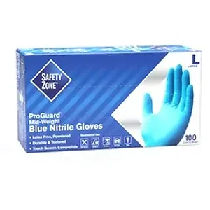 The Safety Zone Safety Zone Powdered Blue Nitrile Gloves -