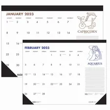 House HOD 1676 Zodiac Monthly Desk Pad Calendar - Julian Dates - Month