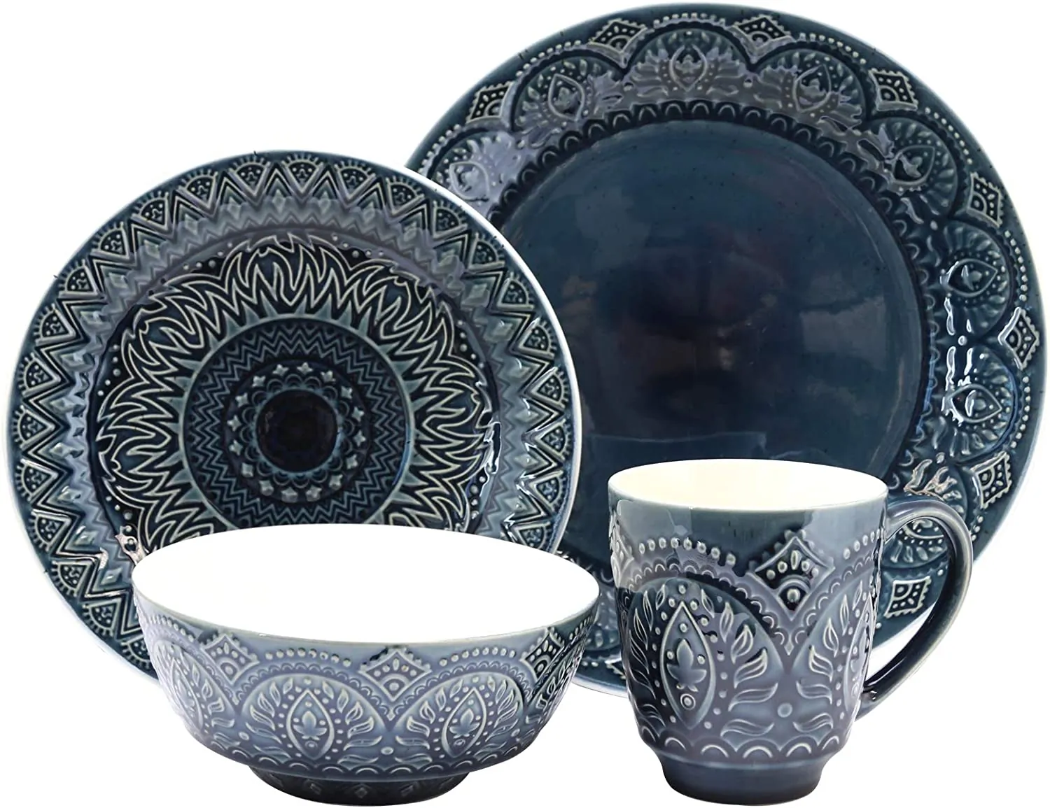 Elama BFS-1003G Petra 16 Piece Stoneware Dinnerware Set