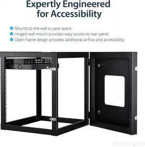 Startech RK1219WALLOH 12u 22in Depth Hinged Open Frame Wallmount Serve