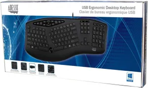 Adesso AKB-160UB Slim Multimedia Usb Ergonomic Desktop Keyboard, With 