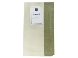 Bulk DB491 Homewear 18quot; X 18quot; Ivory And Green Single Napkin