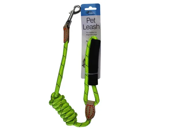 Bulk HC493 46quot; Nylon Dog Walking Leash With Leather Accents