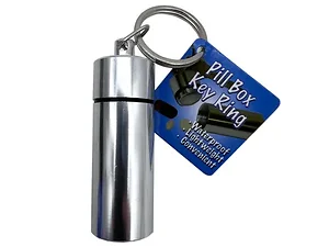 Bulk Buys Compact 2.75" Pill Case Keychain - Metallic
