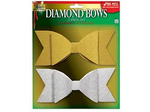 AF913 | Bulk Buys 2 Pack Glitter Diamond Bows (3