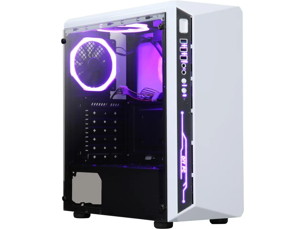 Diypc DIY-Model X-W-RGB X-w Rgb Atx Mid Tower Case With Rgb Fans