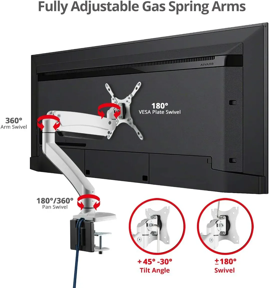 Siig CE-MT3H11-S1 Single Monitor Desk Mount With Heavy Duty Gas Spring