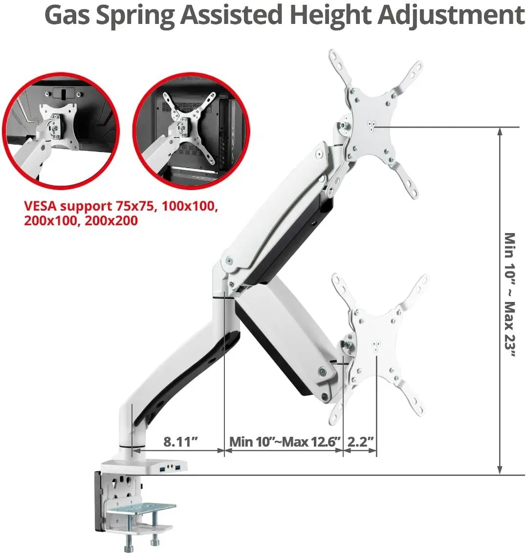 Siig CE-MT3H11-S1 Single Monitor Desk Mount With Heavy Duty Gas Spring