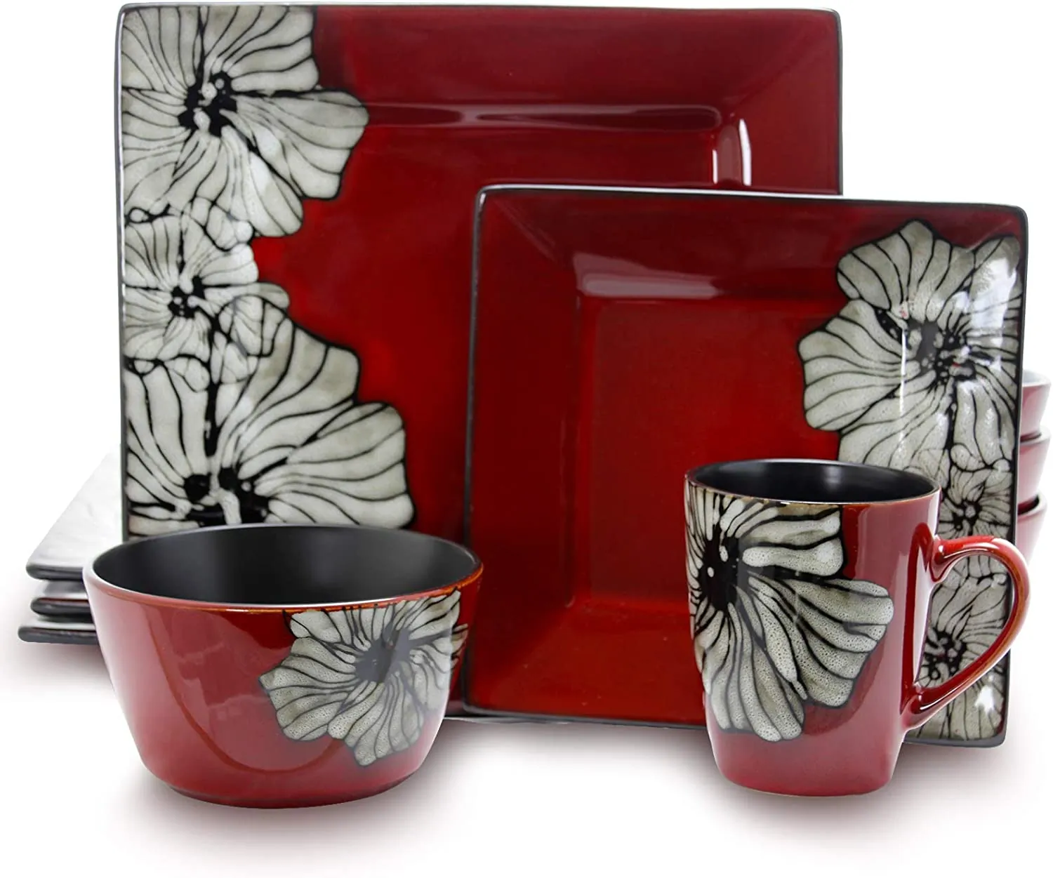 Elama EL-WINTERBLOOM Winter Bloom 16-piece Dinnerware Set