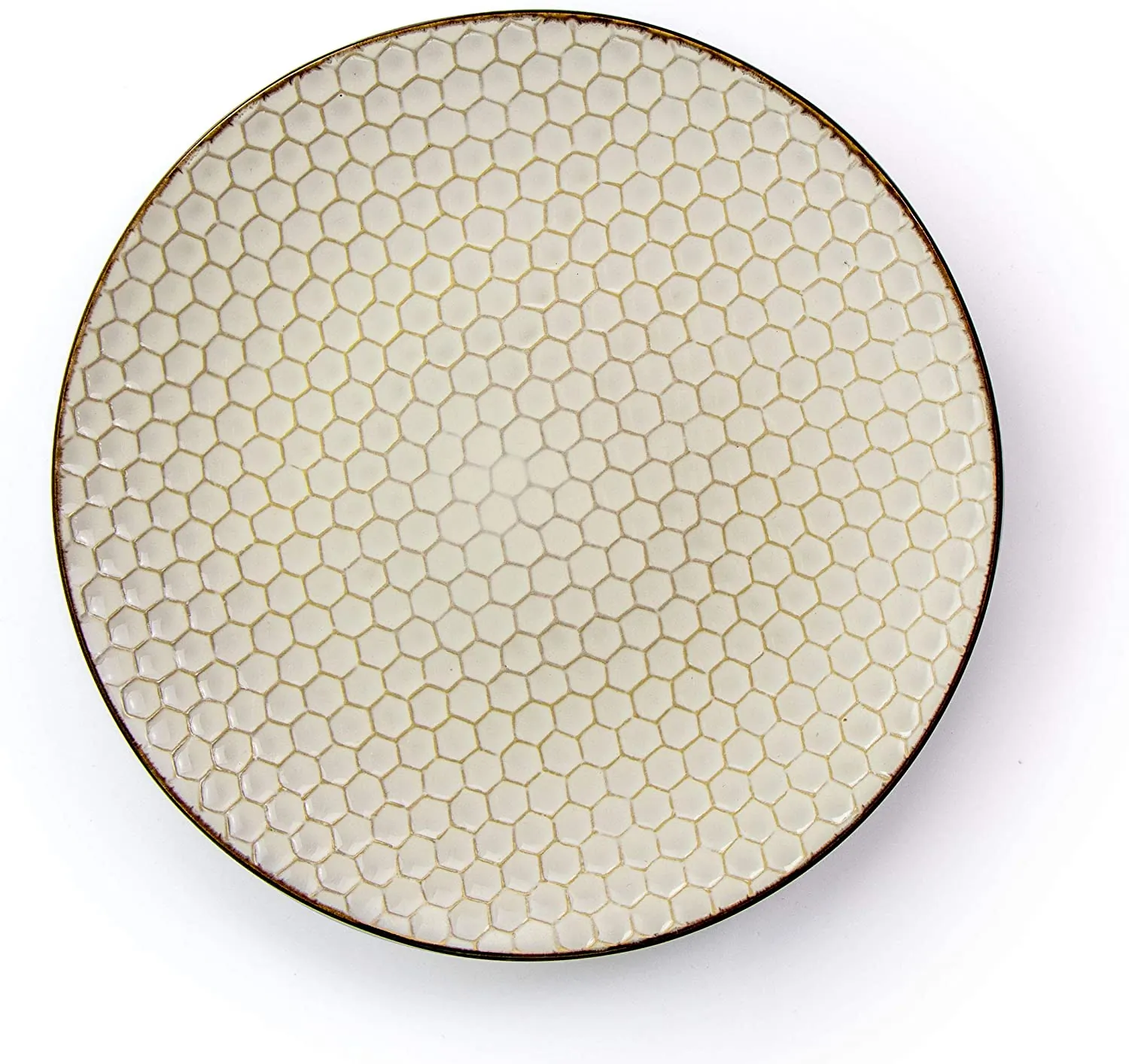 Elama EL-HONEYIVORY Geometric Embossed Stoneware Honeycomb Pattern Tab