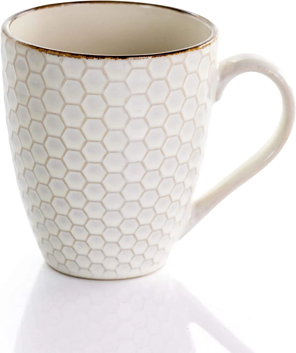 Elama EL-HONEYIVORY Geometric Embossed Stoneware Honeycomb Pattern Tab