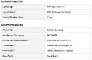 WGTC5K01 | Watchguard TDR 5000 Host Sensor Add-On - 1 Year