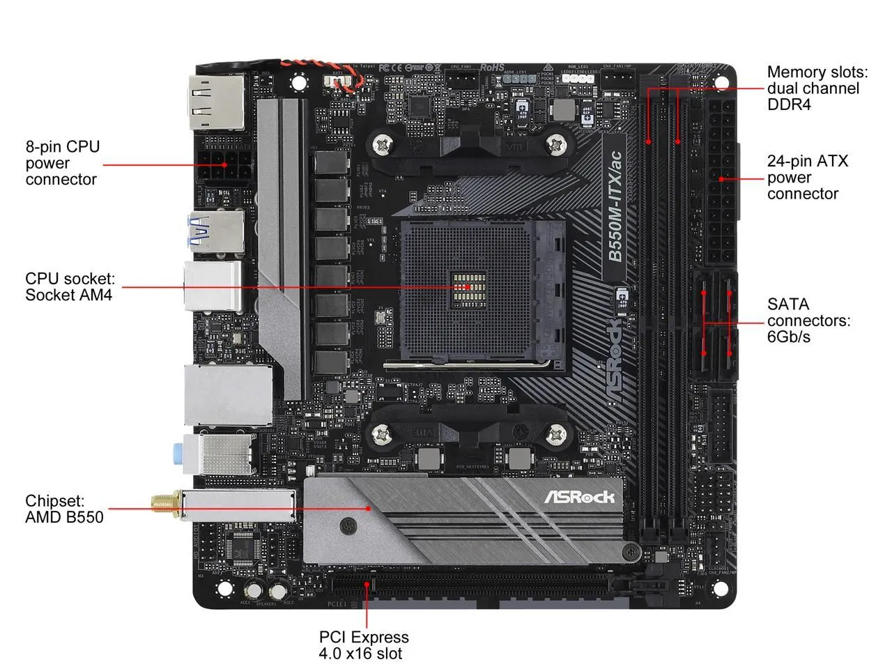 Asrock B550M-ITX/AC Mb |b550m-itxac R