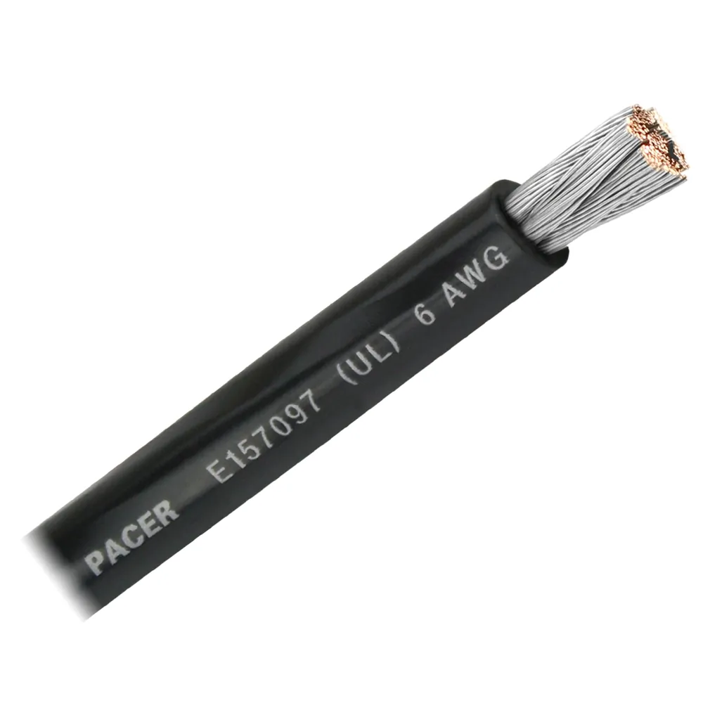 Pacer WUL6BK-FT Flexible 6 Awg Black Marine Battery Cable - Per Foot