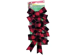 GW994 | Bulk Buys Buffalo Plaid Red Holiday Bows - 3 Pack