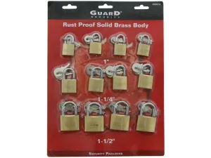 Bulk AA378 Guard 12 Pack Solid Brass Security Padlocks With Keys 1quot