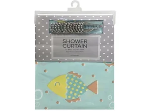 DB467 | Bulk Buys Gone Fishing Shower Curtain with Hooks