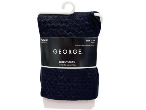 AA007 | Bulk Buys George Girls' 2 Pack Tights - Black &