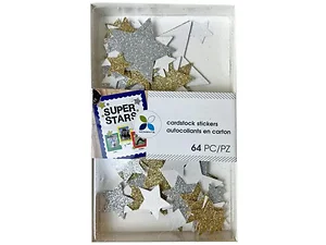AF790 | Bulk Buys Glitter Star Sticker Set - 64 Metallic