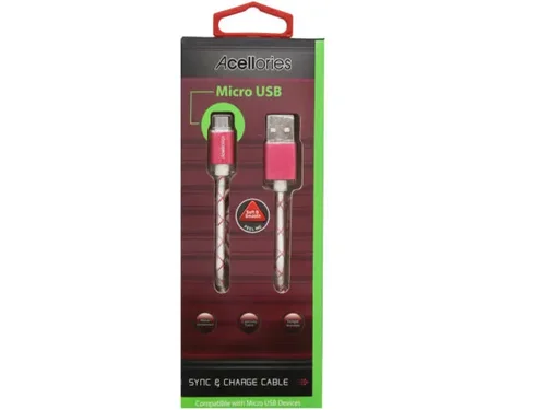 AB374 | Bulk Buys Acellories 6ft Micro USB Cable - Pink