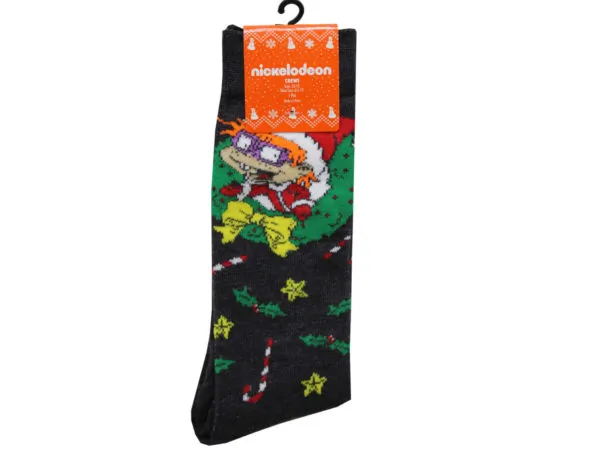 Bulk AB313 1 Pack Nickelodeon Rugrats Chuckie Mens Crew Socks In Sizes