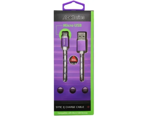 AB373 | Bulk Buys Acellories 6ft Purple Micro USB Charging