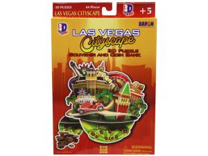 Bulk AB406 Las Vegas Cityscape 64 Piece 3d Cityscape Puzzle And Coin B