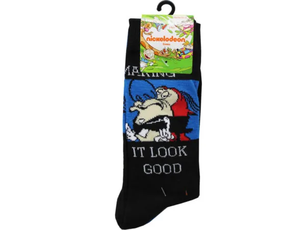 Bulk AB338 2 Pack Nickelodeon Making It Look Good Crew Socks Size 10-1