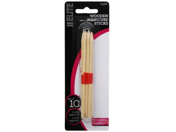 Bulk AB477 Elite Nail Tools Wooden Manicure Sticks 10 Pack