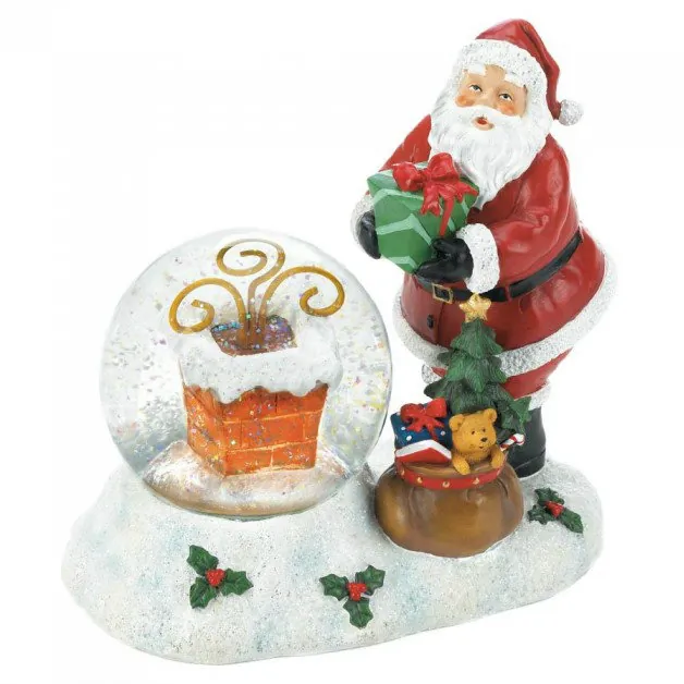 Christmas 10018551 Color-changing Led Santa And Chimney Snow Globe Fig