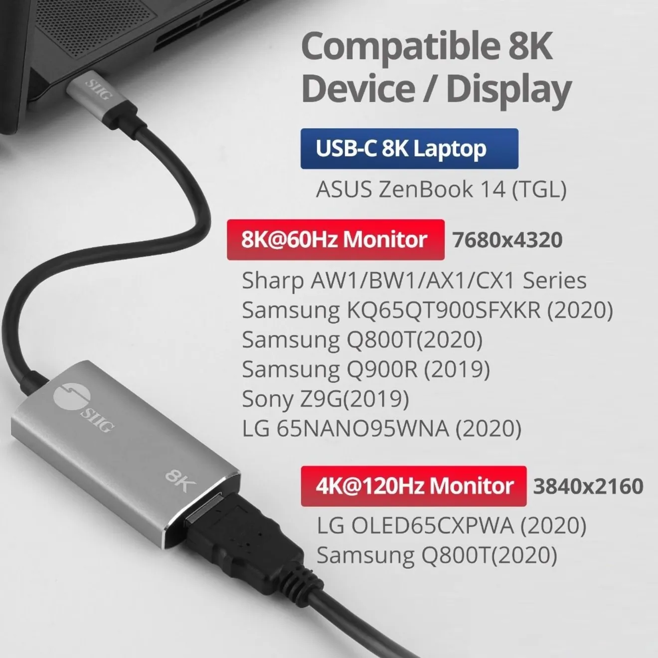 Siig CB-TC0L11-S1 8k Usb-c To Hdmi Adapter For High-resolution Display