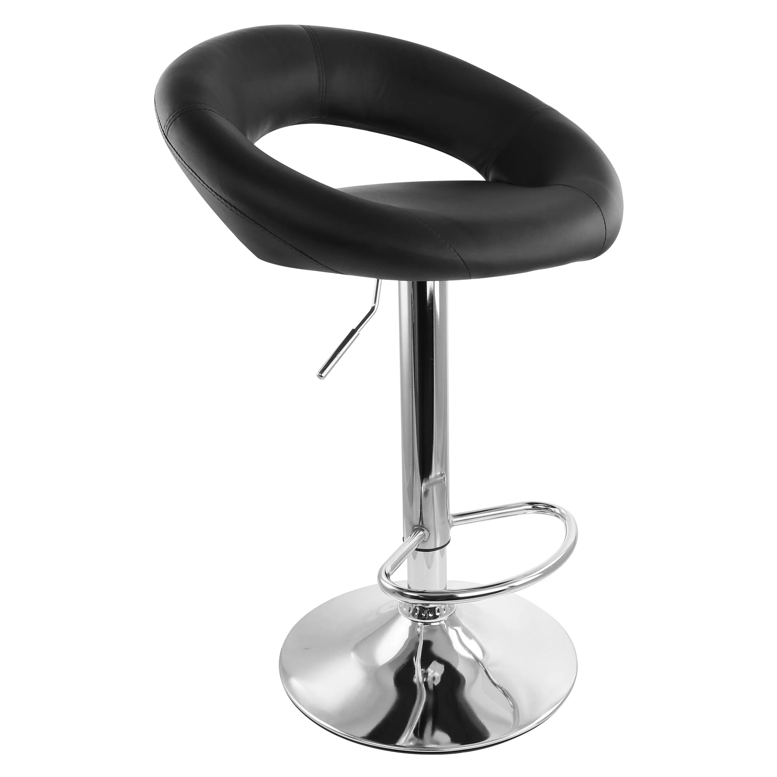 Elama ELM-703-BLK 2 Piece Retro Adjustable Faux Leather Bar Stool In B