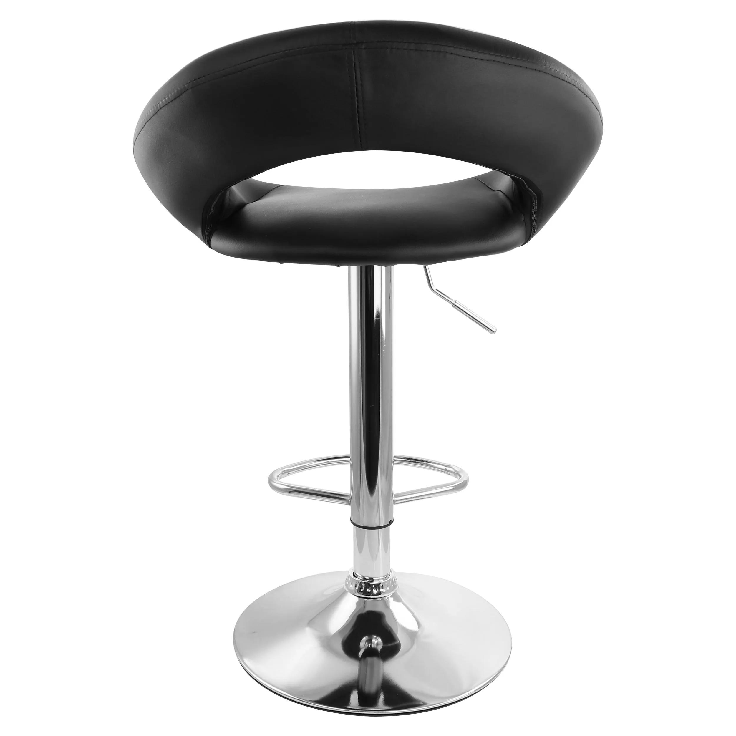 Elama ELM-703-BLK 2 Piece Retro Adjustable Faux Leather Bar Stool In B