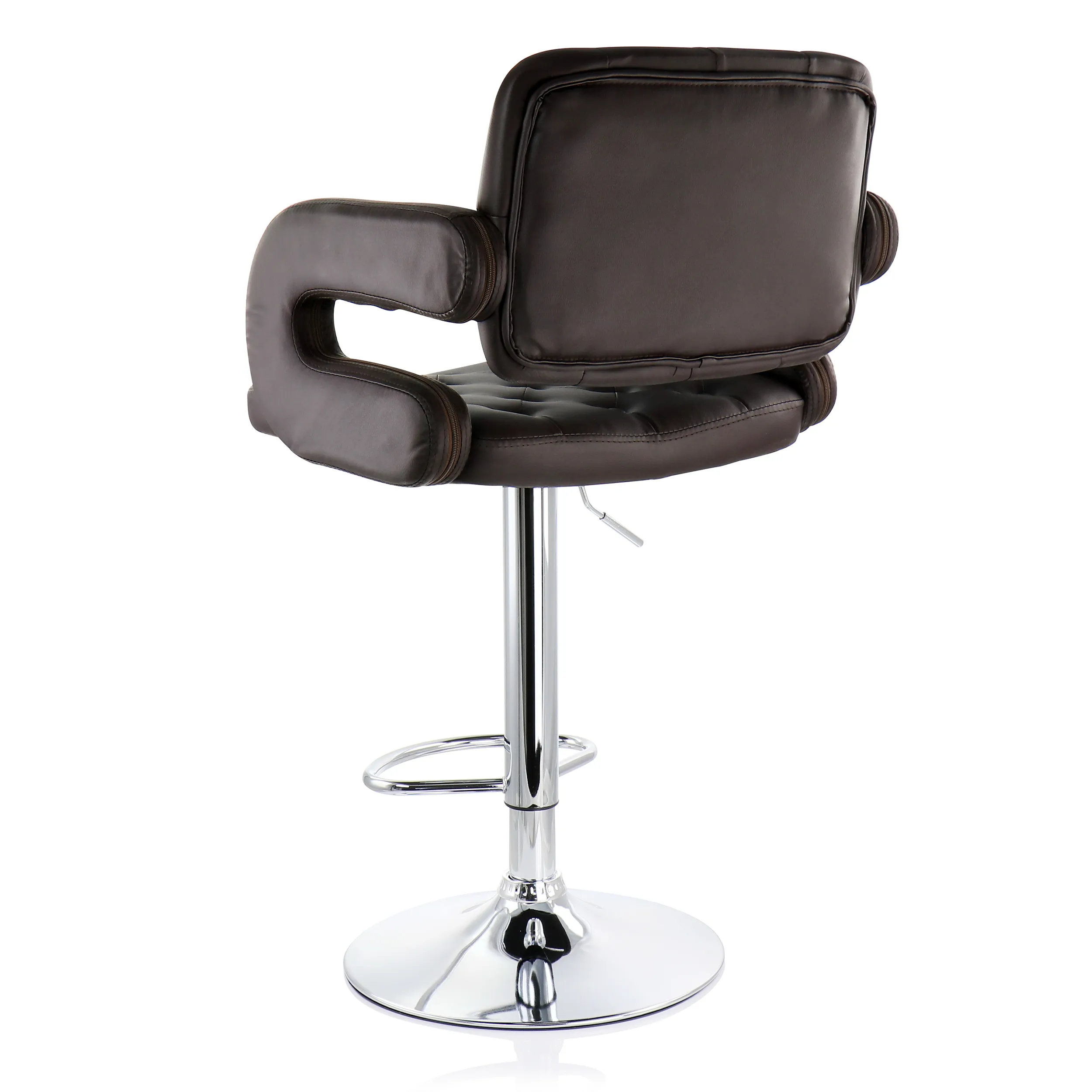 Elama ELM-749-BRN Stylish Brown Faux Leather Bar Stool With Chrome Bas