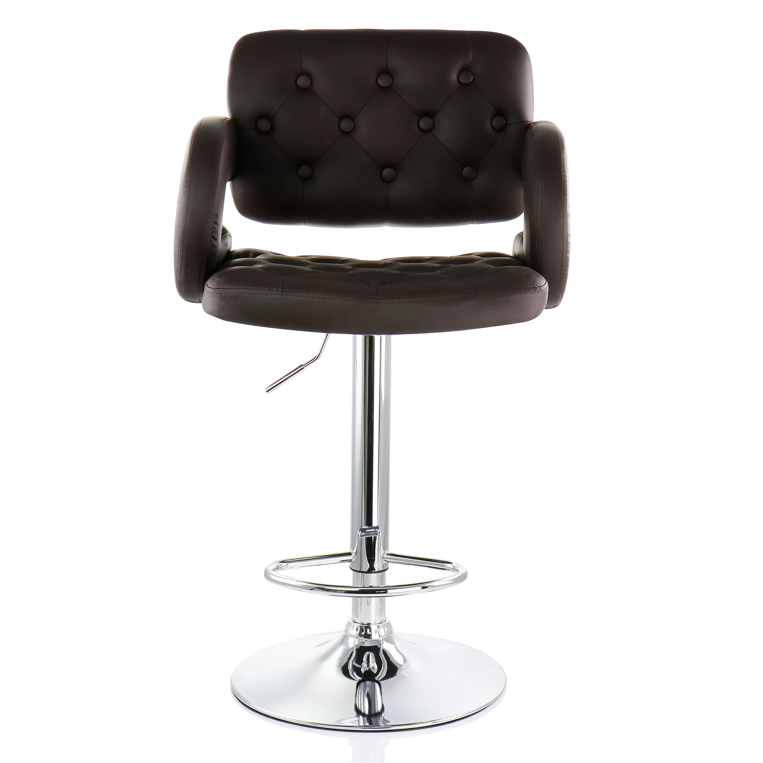 Elama ELM-749-BRN Stylish Brown Faux Leather Bar Stool With Chrome Bas