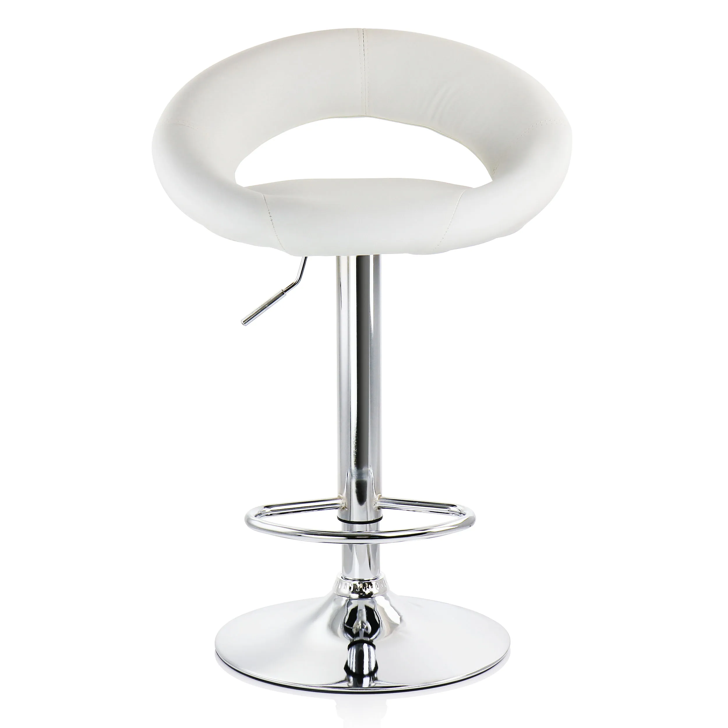 Elama ELM-703-WHT Retro Adjustable Faux Leather Bar Stools - 2 Piece S