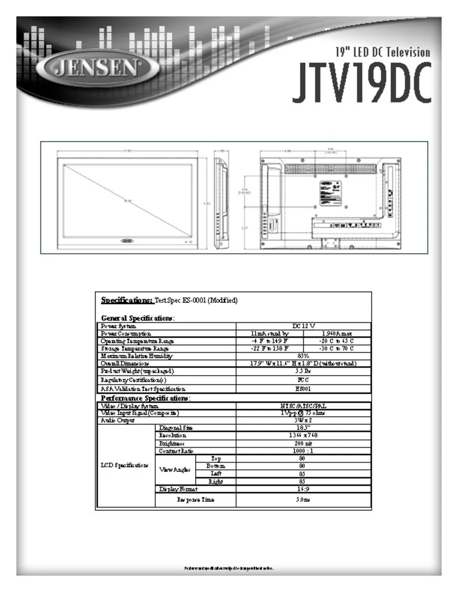 Jensen JTV19DC 19