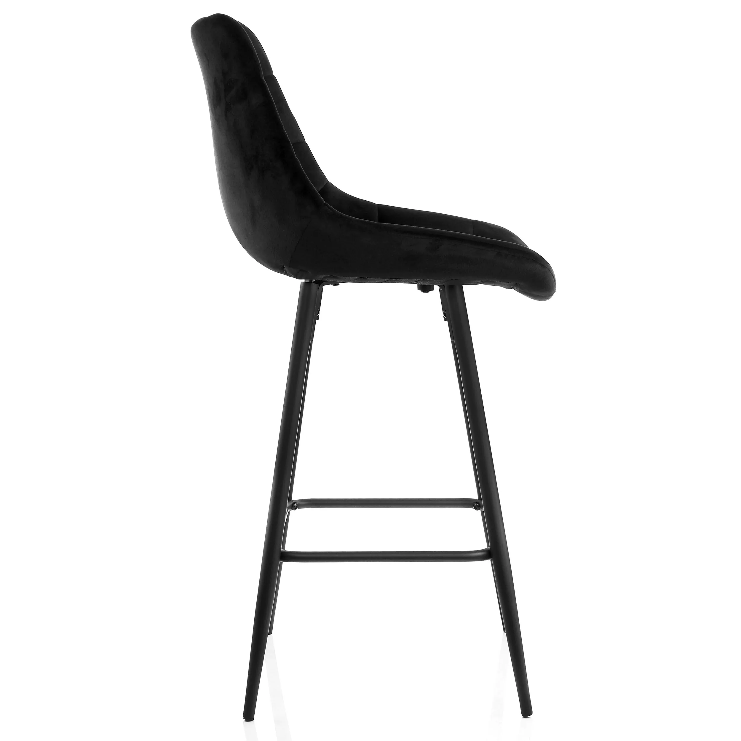 Elama ELM-222-BLK 2 Piece Velvet Tufted Bar Chair Set In Black