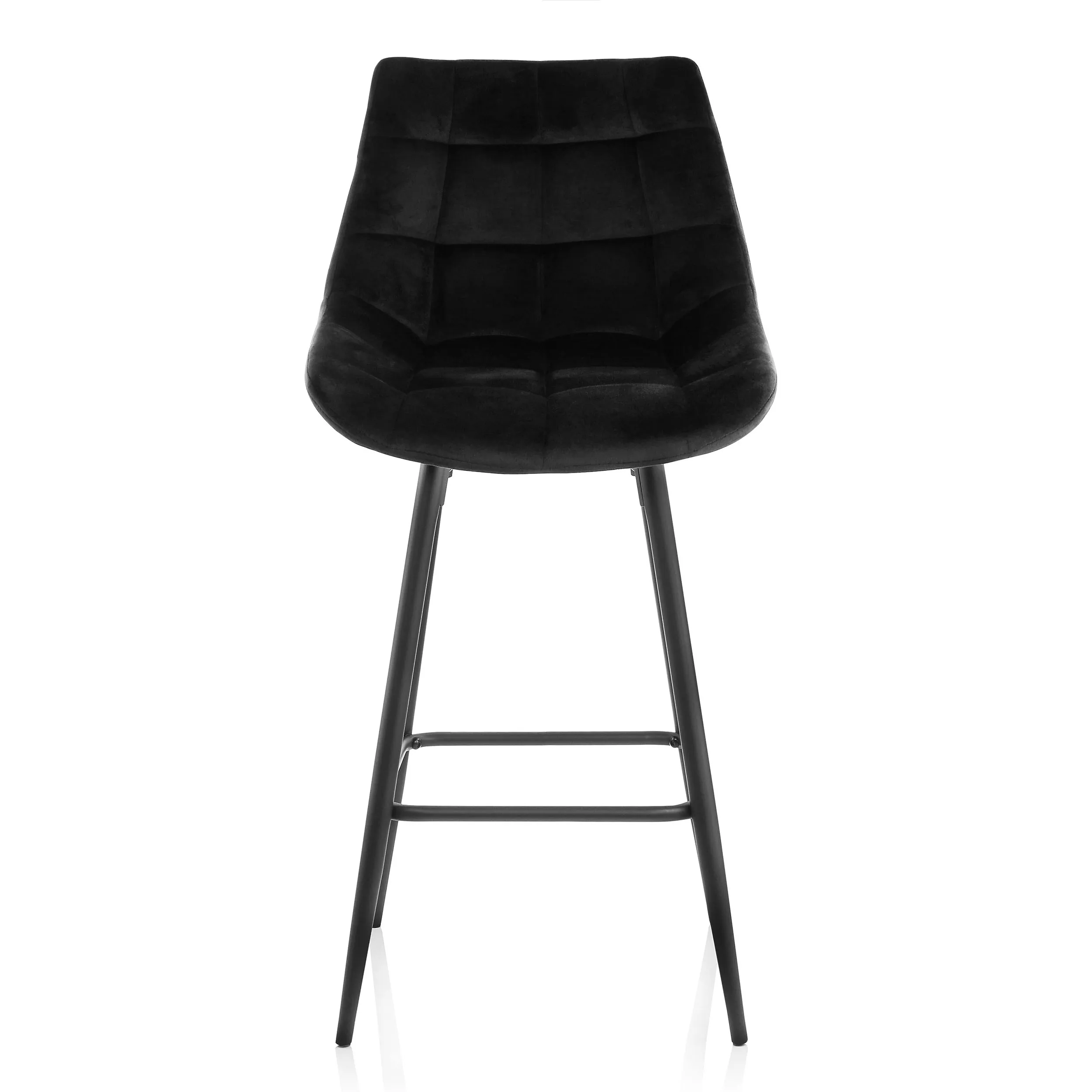 Elama ELM-222-BLK 2 Piece Velvet Tufted Bar Chair Set In Black