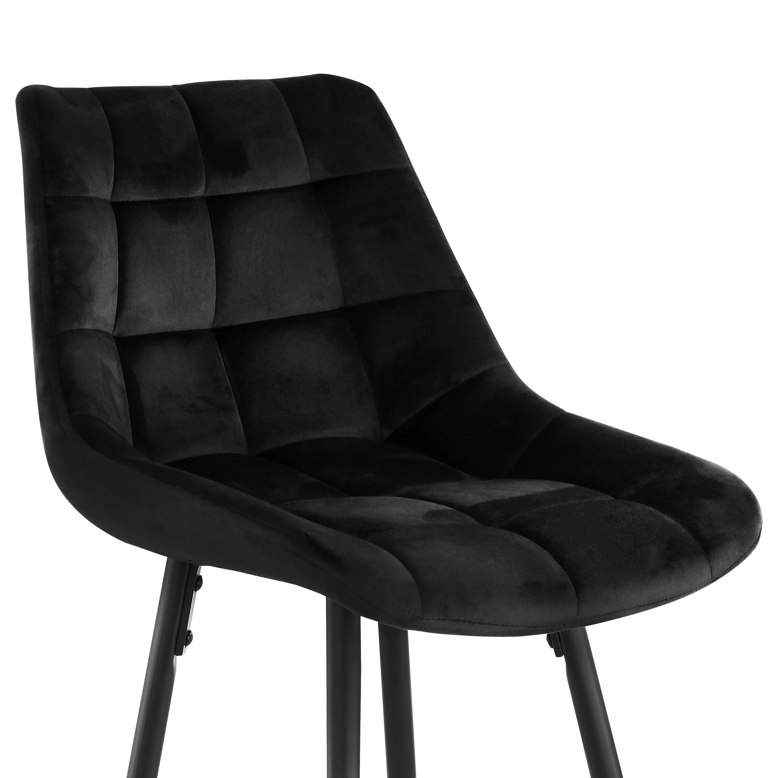 Elama ELM-222-BLK 2 Piece Velvet Tufted Bar Chair Set In Black