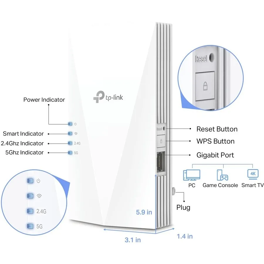 Tplink RE600X Tp-link Rx600x Ax1800 Wi-fi 6 Range Extender - Enhanced 