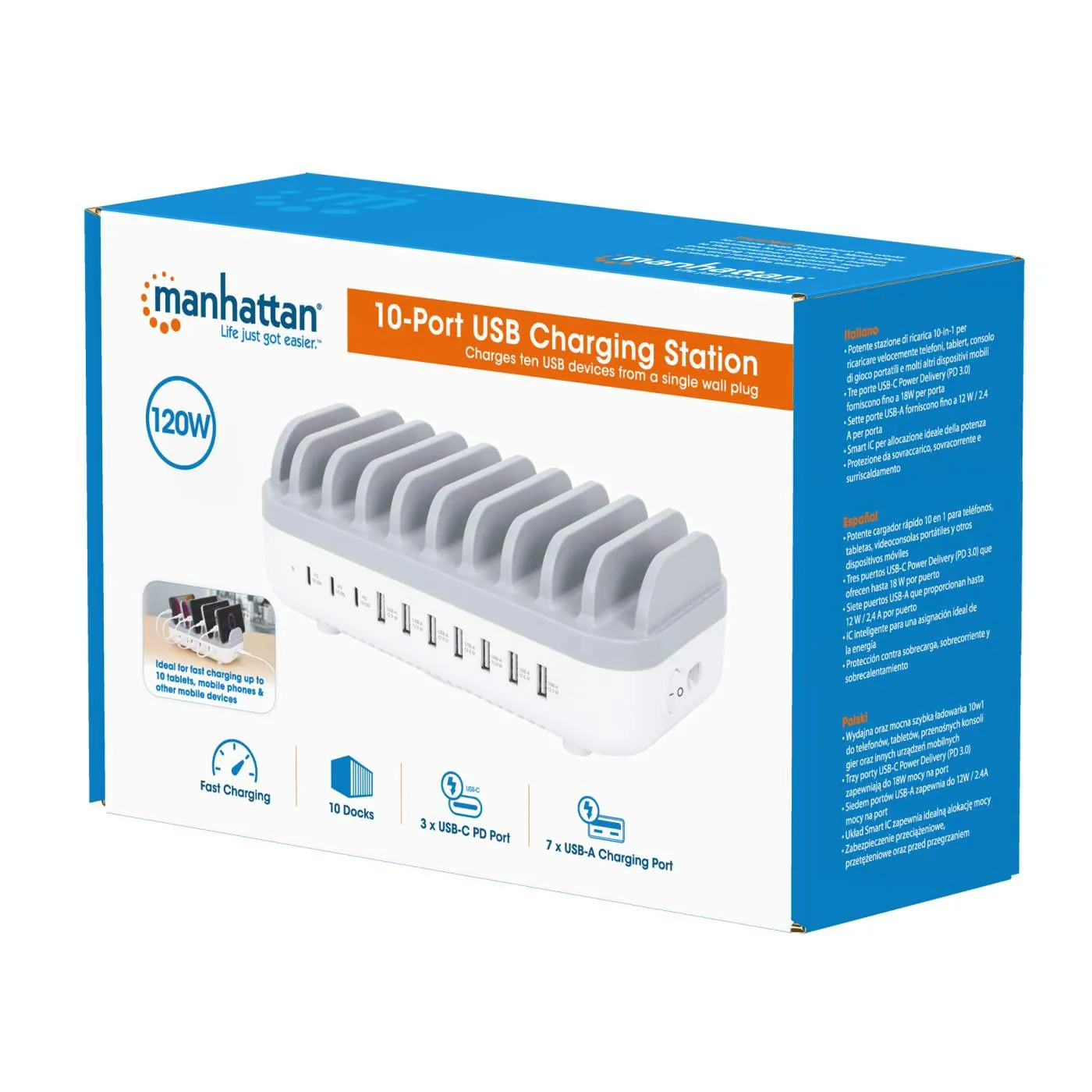 Manhattan 180856 10-port Usb Charging Station -