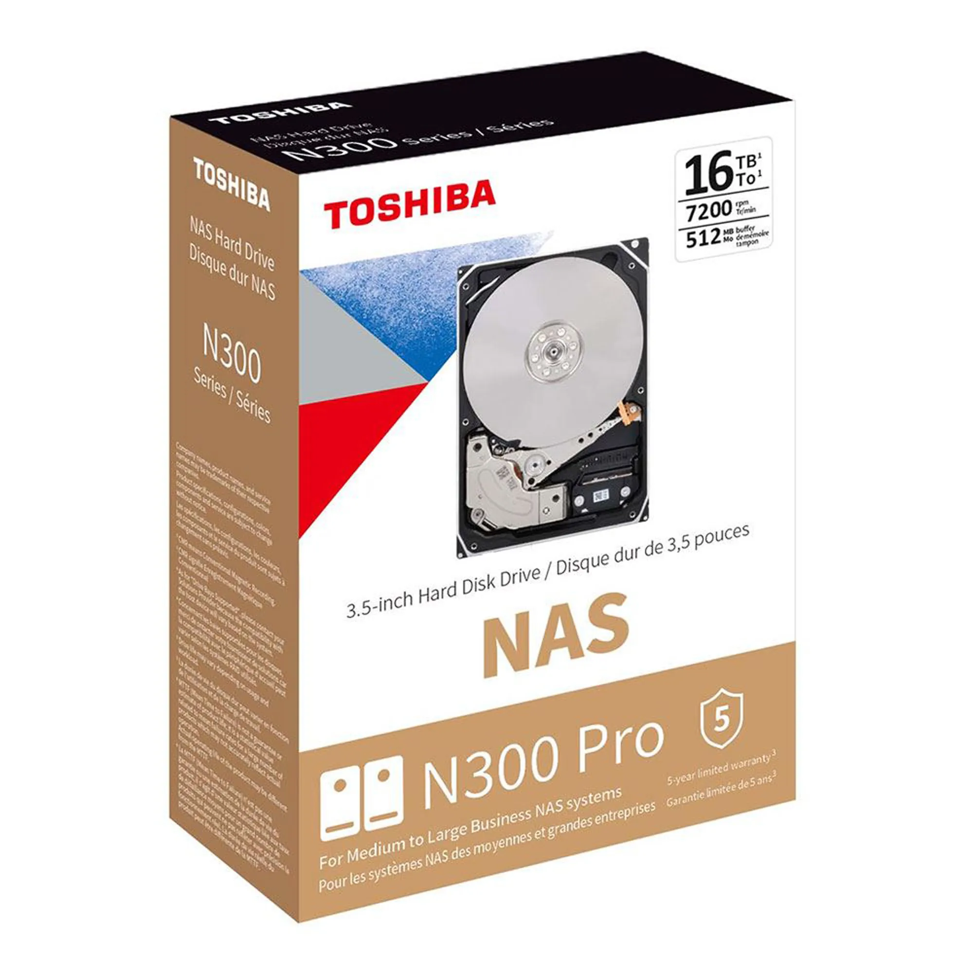 Toshiba HDWG51GXZSTB N300 Pro 16tb Nas Internal Hard Drive