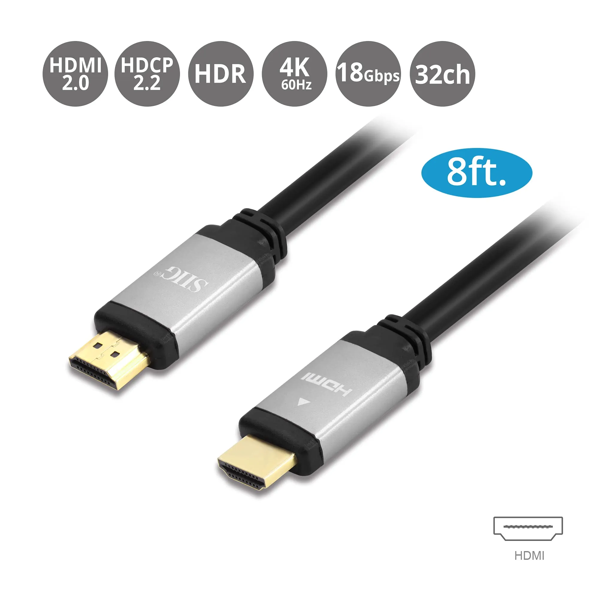 Siig CB-H20T11-S1 Cb Cb-h20t11-s1 8ft 4k High Speed Hdmi Cable 4k@60hz