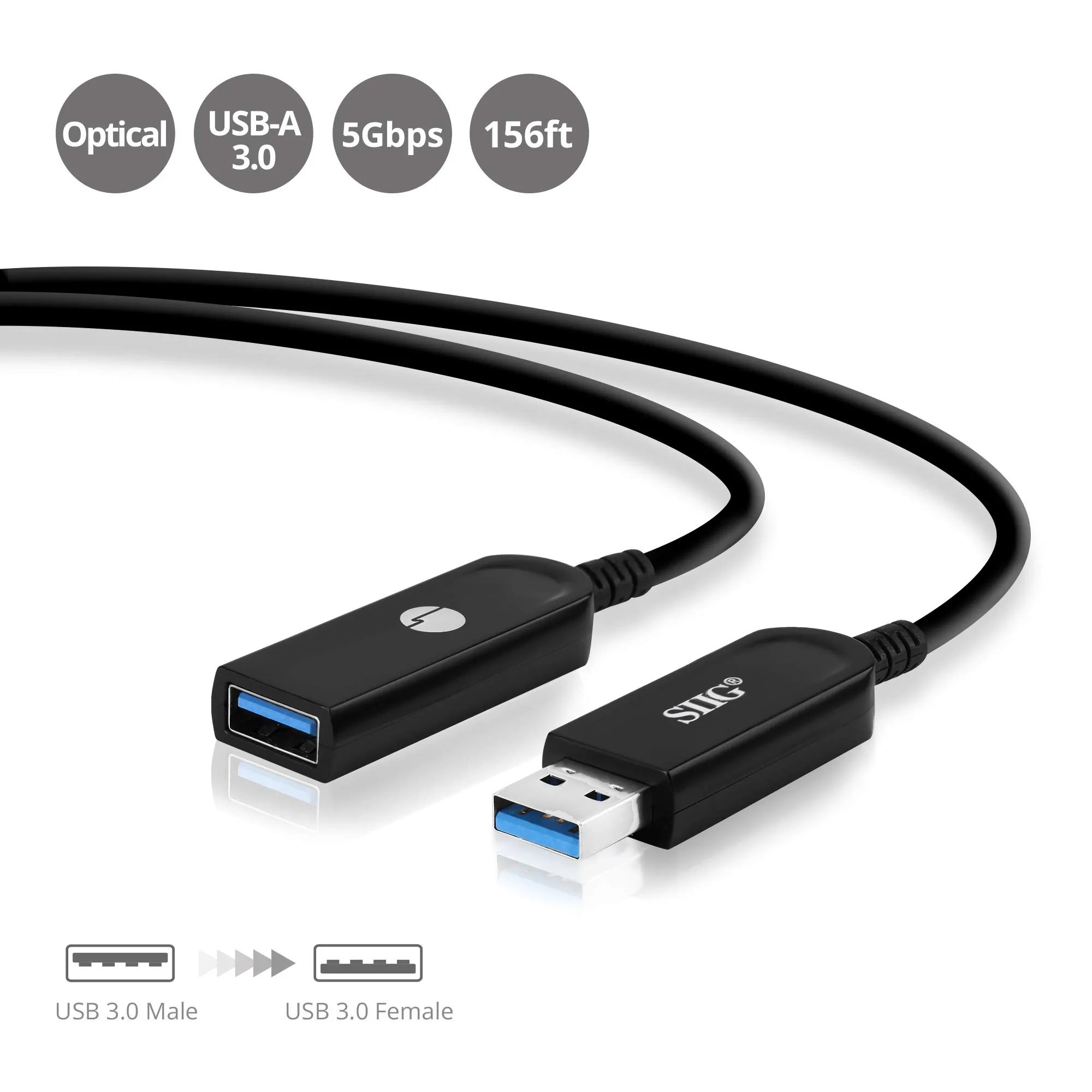 Siig CB-US0V11-S1 Usb 3.0 Aoc Active Cable 50m - Male To Female