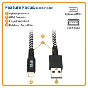 Tripp M100-010-HD Heavy Duty Lightning To Usb