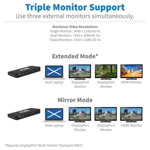 Tripp U442-DOCK8-B Usb-c Dock, Triple Display - 4k 60 Hz Hdmidisplaypo