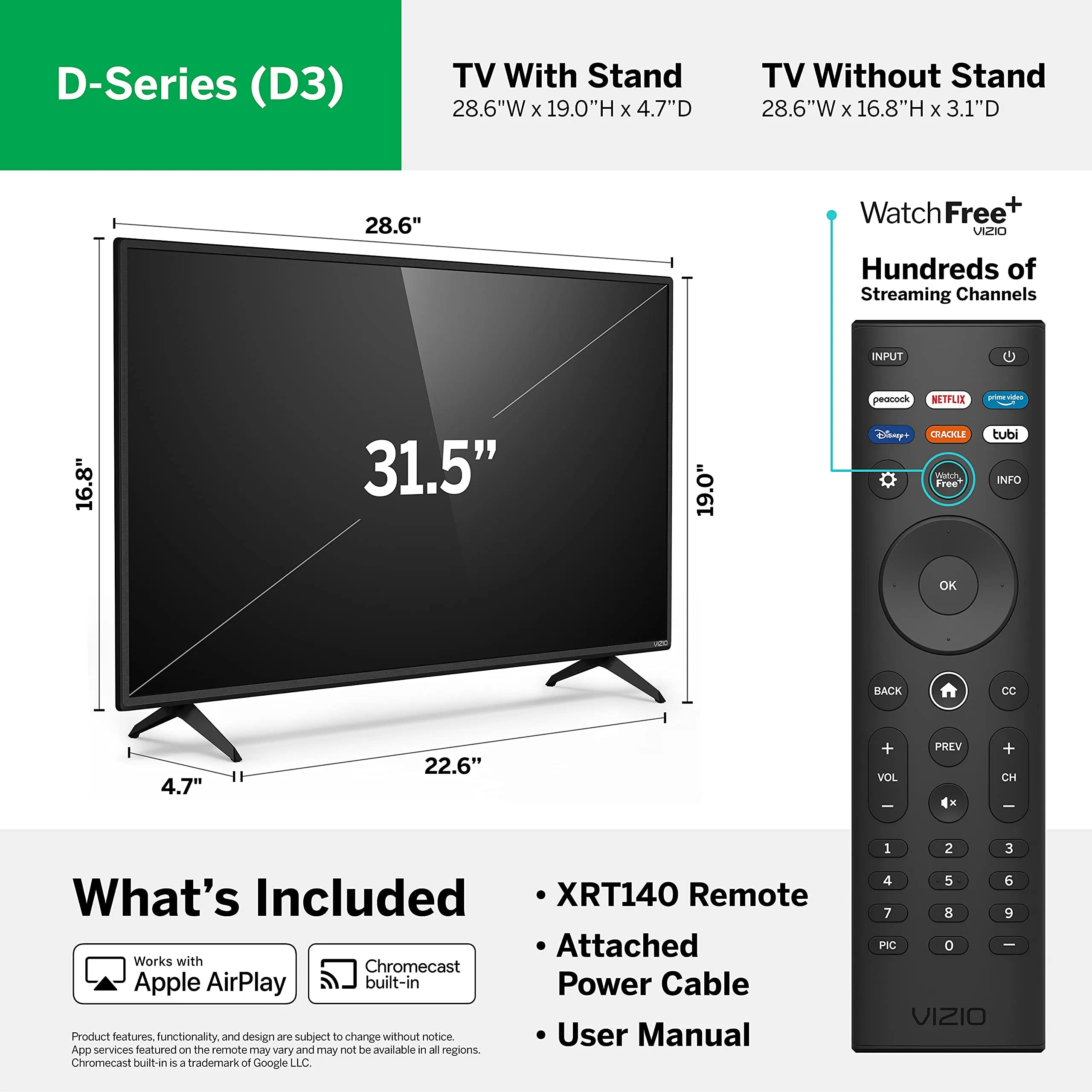 Vizio D32F4-J01 D-series 32 31.5 Diag Full Hd