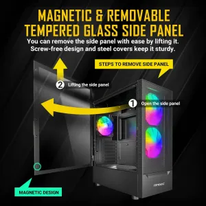 Antec NX410 Mid Tower Argb Gaming Case With Tempered Glass